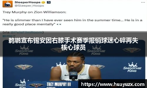 鹈鹕宣布锡安因右膝手术赛季报销球迷心碎再失核心球员